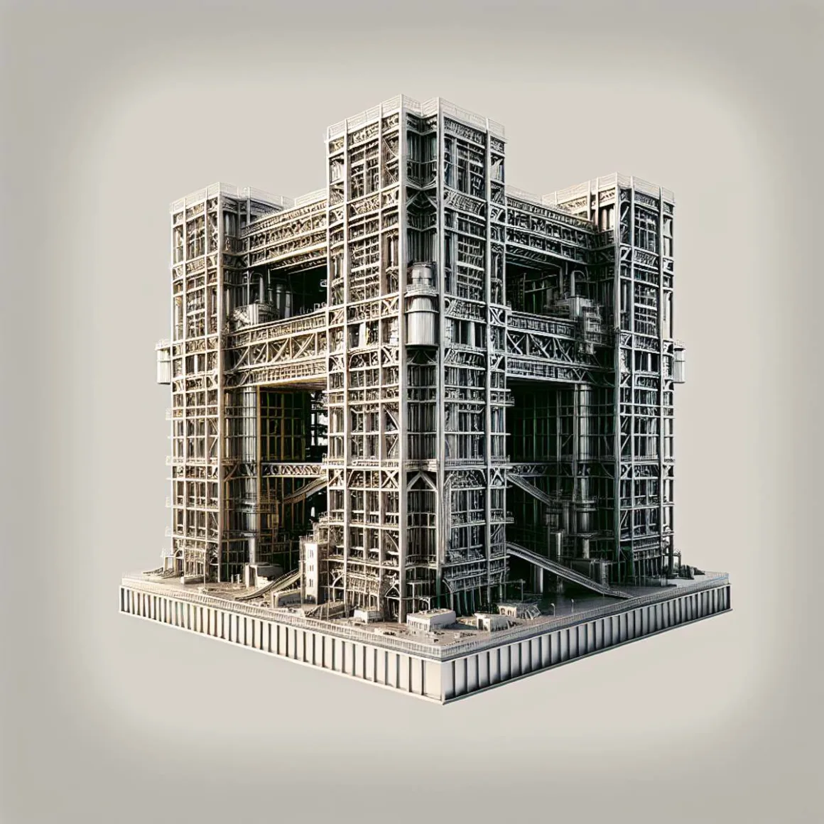 A metallic structure standing strong against the elements.