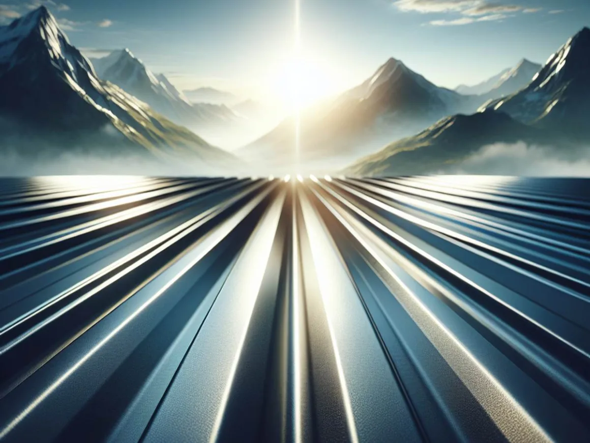 A close-up photo of a steel roof glistening in the sunlight, showcasing its modern design and robust resilience.