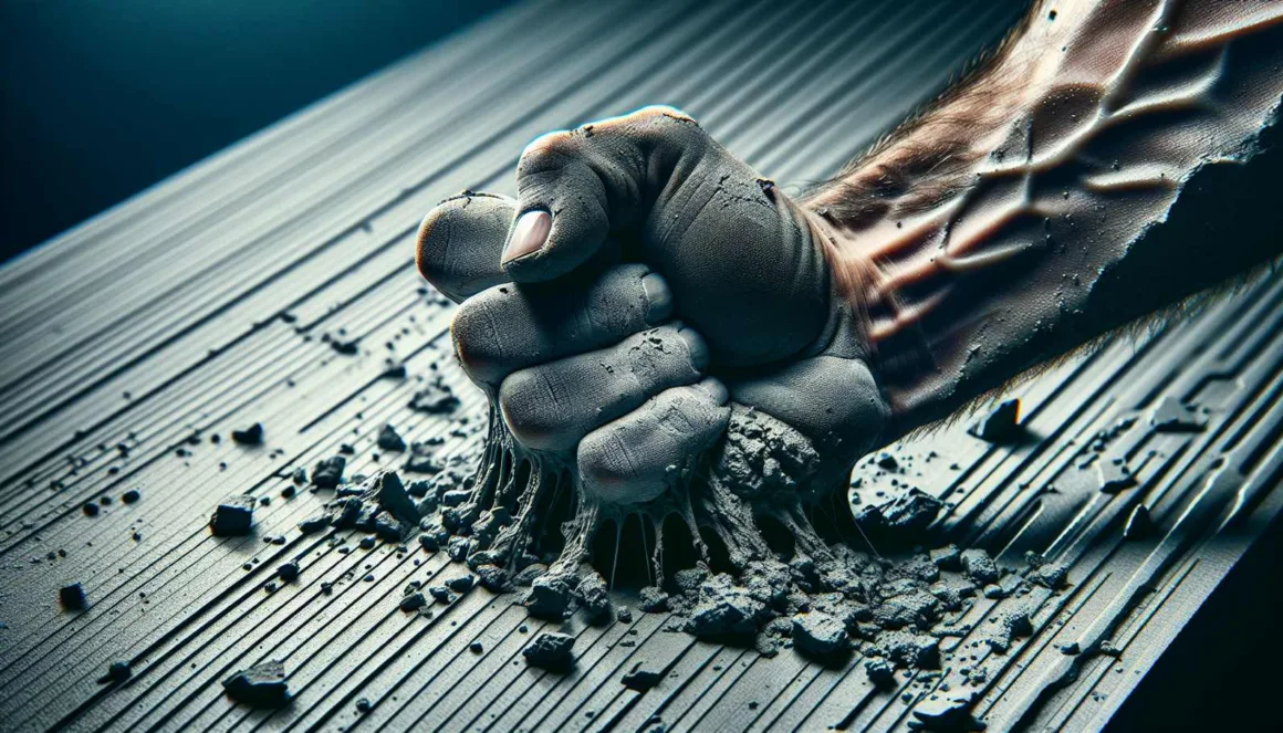 a water droplet bouncing off a sturdy cement-based backer board, highlighting its durability and moisture resistance.